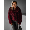 Vínový kožešinový faux fur kabátek PESHA