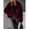 Vínový kožešinový faux fur kabátek PESHA