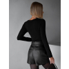 Černé jednoduché triko KAROLINA s dlouhým rukávem