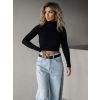 Černý crop rolák EMYLIJA s dlouhým rukávem