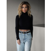 Černý crop rolák EMYLIJA s dlouhým rukávem