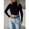 Černý crop rolák EMYLIJA s dlouhým rukávem