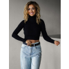Černý crop rolák EMYLIJA s dlouhým rukávem