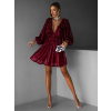 Vínové krátké flitrované šaty BERRON s výstřihem