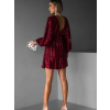 Vínové krátké flitrované šaty BERRON s výstřihem