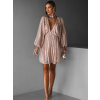 Béžové krátké flitrované šaty BERRON s výstřihem