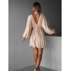 Zlaté krátké flitrované šaty BERRON s výstřihem