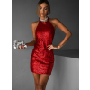 Červené krátké flitrované šaty FJODOR s odhalenými zády