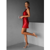 Červené krátké flitrované šaty FJODOR s odhalenými zády