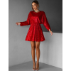 Červené krátké vypasované flitrované šaty HELION