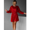 Červené krátké vypasované flitrované šaty HELION