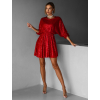 Červené krátké vypasované flitrované šaty HELION