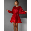 Červené krátké vypasované flitrované šaty HELION