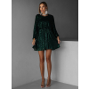 Smaragdové krátké vypasované flitrované šaty HELION