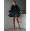 Smaragdové krátké vypasované flitrované šaty HELION