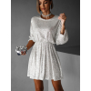 Stříbrné krátké vypasované flitrované šaty HELION