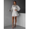 Stříbrné krátké vypasované flitrované šaty HELION
