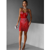 Červené třpytivé koktejlové šaty ETTOREL s kamínky