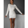 Bílé krátké flitrované šaty WIDOW s mašlí