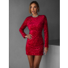 Červené krátké flitrované šaty WIDOW s mašlí