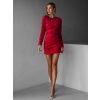 Červené krátké flitrované šaty WIDOW s mašlí