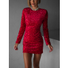 Červené krátké flitrované šaty WIDOW s mašlí