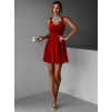 Červené krátké sametové vypasované šaty KALLIAS