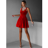 Červené krátké sametové vypasované šaty KALLIAS