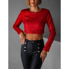 Červený flitrovaný crop top PETROMILA s vycpávkami