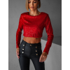 Červený flitrovaný crop top PETROMILA s vycpávkami