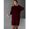 Vínové svetrové oversize šaty GIMMEL s rolákem