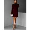 Vínové svetrové oversize šaty GIMMEL s rolákem