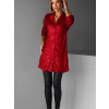 Červené flitrované košilové šaty LEXURY na knoflíky