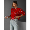 Červený oversize třpytivý svetr ANETTY s flitry