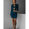 Petrolejové elastické mini šaty  FINLAY s průstřihy