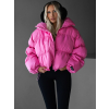 Růžová zimní prošívaná puffy krátká bunda DEZIDER