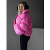 Růžová zimní prošívaná puffy krátká bunda DEZIDER