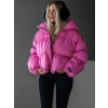 Růžová zimní prošívaná puffy krátká bunda DEZIDER