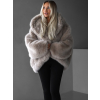 Béžový faux fur luxusní kožešinový kabátek XADEN