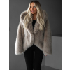 Béžový faux fur luxusní kožešinový kabátek XADEN