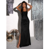 Černé dlouhé elegantní plesové šaty NADIA