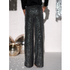 Černostříbrné flitrové široké kalhoty HEKATE