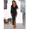 Černé třpytivé zeštíhlující elegantní šaty ALKMINI