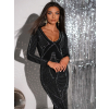 Černé třpytivé zeštíhlující elegantní šaty ALKMINI
