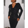 Černé flitrované večerní šaty ALLEGRA s výstřihem