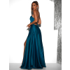 Petrolejové dlouhé plesové šaty CELLINES se šněrováním