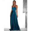 Petrolejové dlouhé plesové šaty CELLINES se šněrováním
