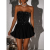 Černé balónové krátké třpytivé šaty ANGELICA