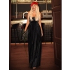 Černé elegantní sametové dlouhé šaty GAZMA s výstřihem