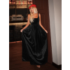 Černé elegantní sametové dlouhé šaty GAZMA s výstřihem
